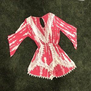 Pink and white romper